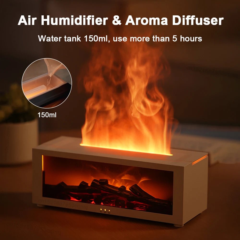 FlameGlow™ LED Fire Essential Oil Humidifier – Remote Control Aroma Diffuser | | JLS | Buy from JLS
